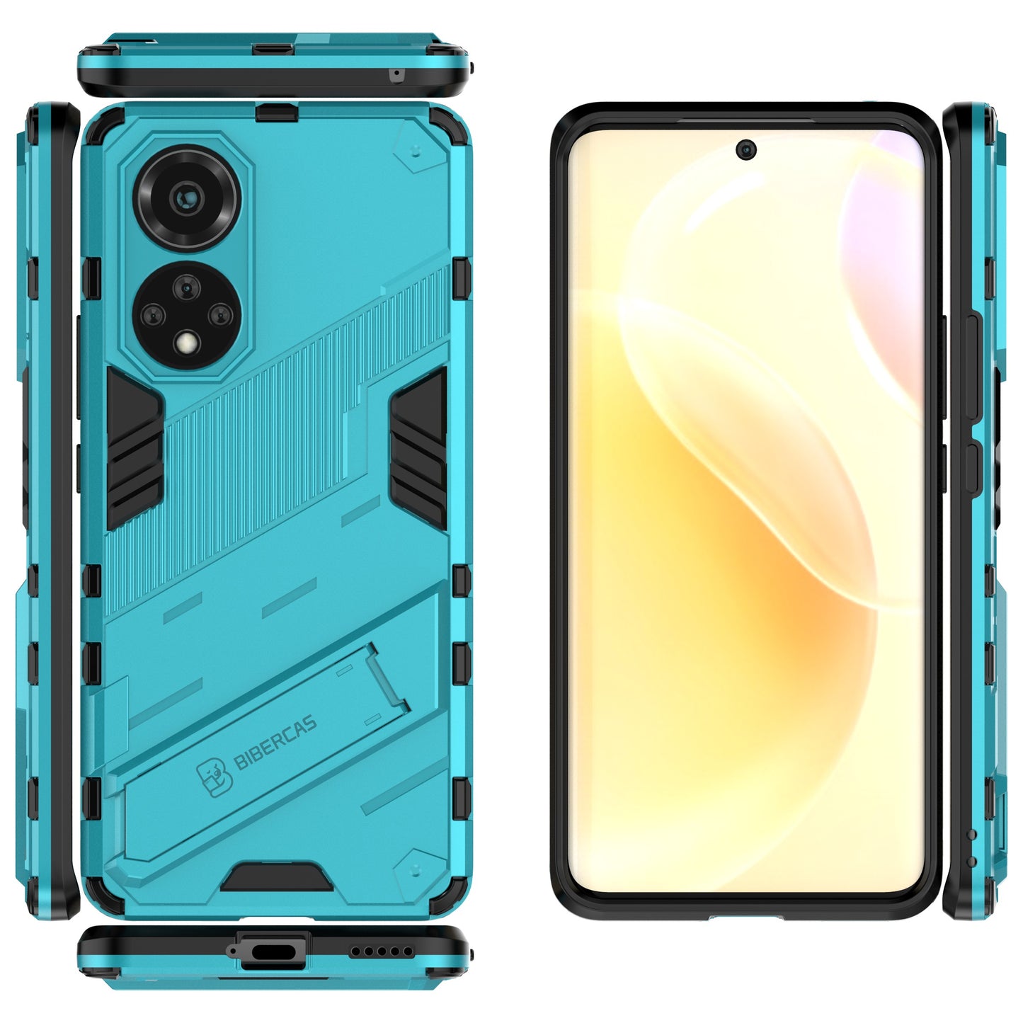 Kickstand Anti-Scratch Anti-Drop Stylish Dual Layer Hard PC Soft TPU Rugged Protective Phone Case for Huawei nova 9/ Honor 50