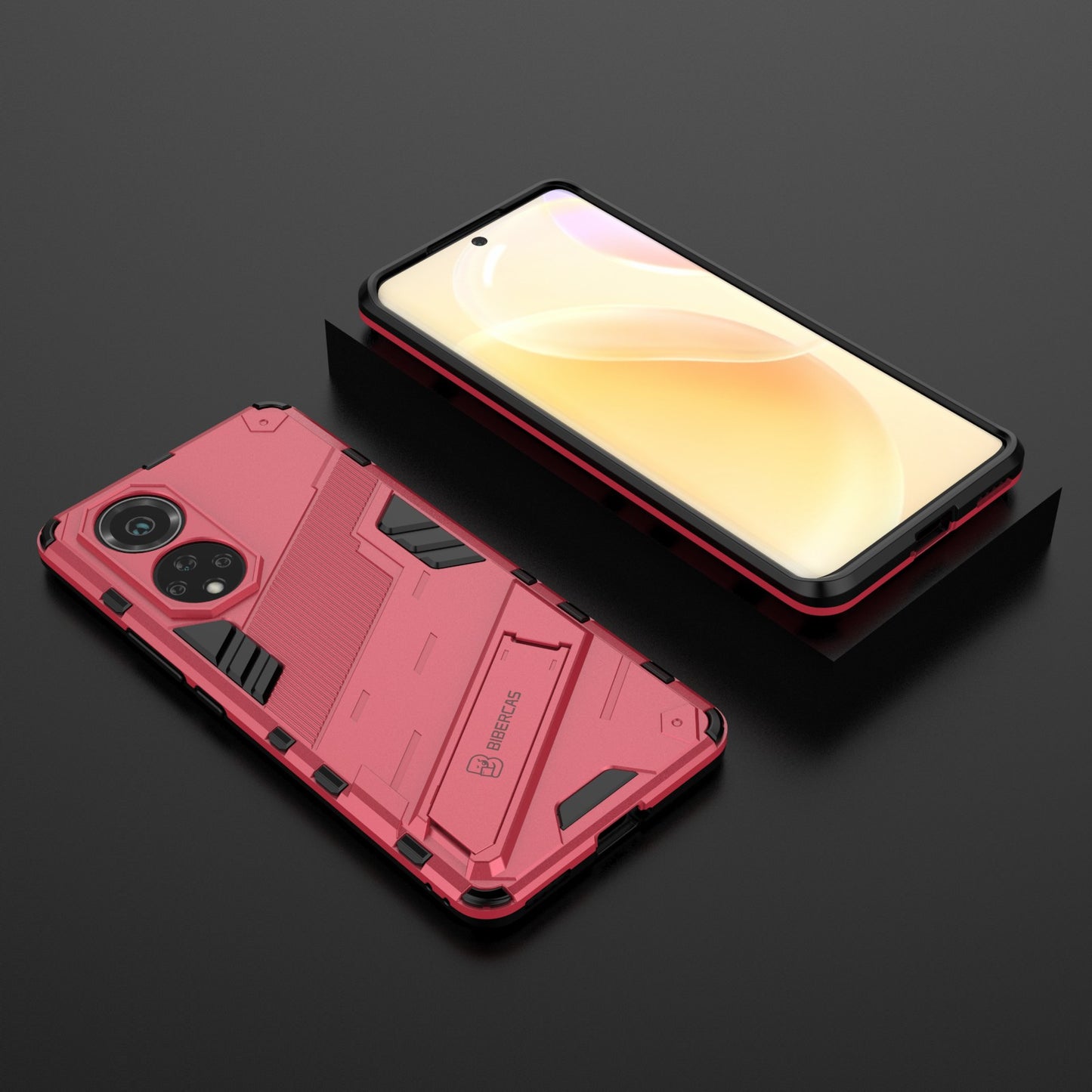 Kickstand Anti-Scratch Anti-Drop Stylish Dual Layer Hard PC Soft TPU Rugged Protective Phone Case for Huawei nova 9/ Honor 50
