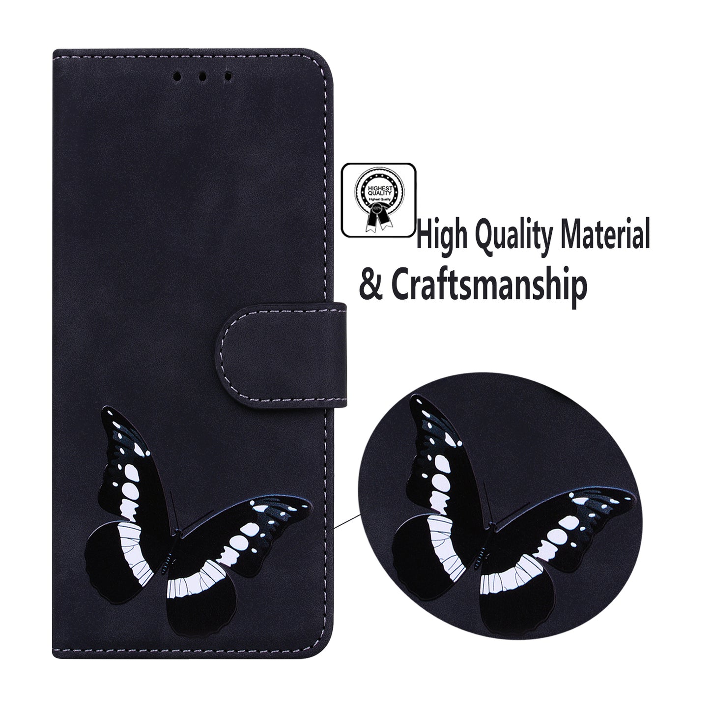 Butterfly Printing Stand Wallet Design Skin Touch Leather Phone Cover for Huawei nova 8i/Honor 50 Lite