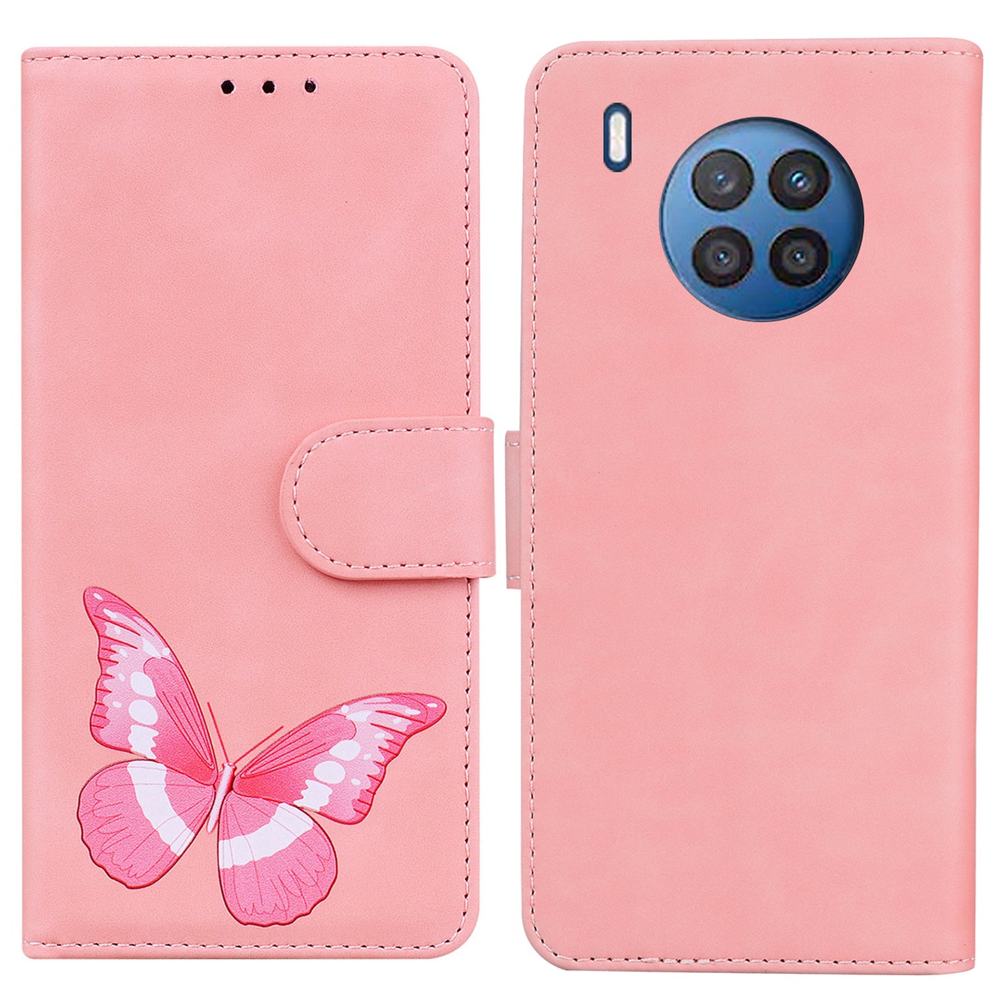 Butterfly Printing Stand Wallet Design Skin Touch Leather Phone Cover for Huawei nova 8i/Honor 50 Lite