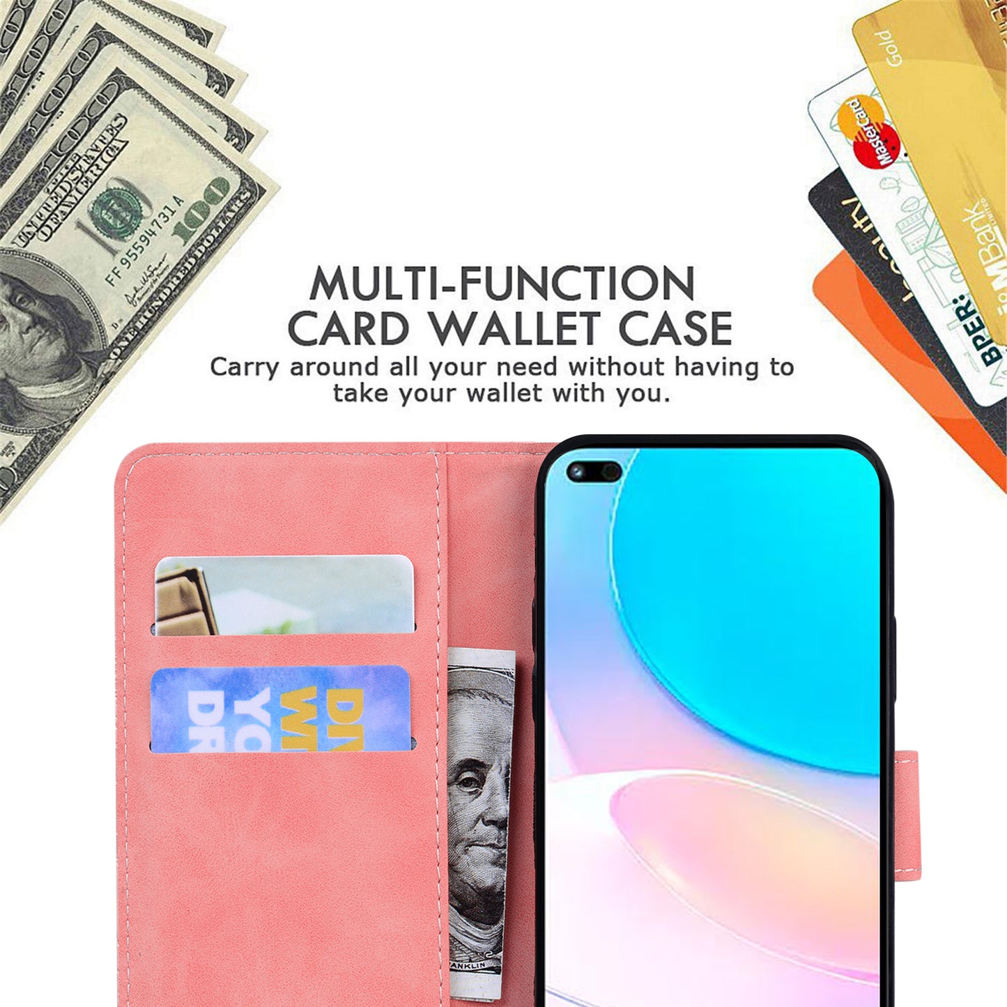Butterfly Printing Stand Wallet Design Skin Touch Leather Phone Cover for Huawei nova 8i/Honor 50 Lite