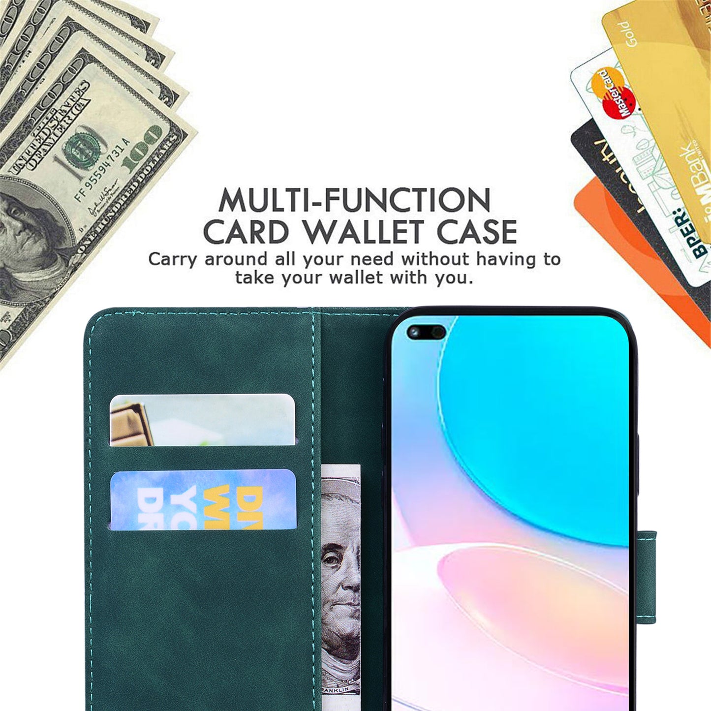 Butterfly Printing Stand Wallet Design Skin Touch Leather Phone Cover for Huawei nova 8i/Honor 50 Lite