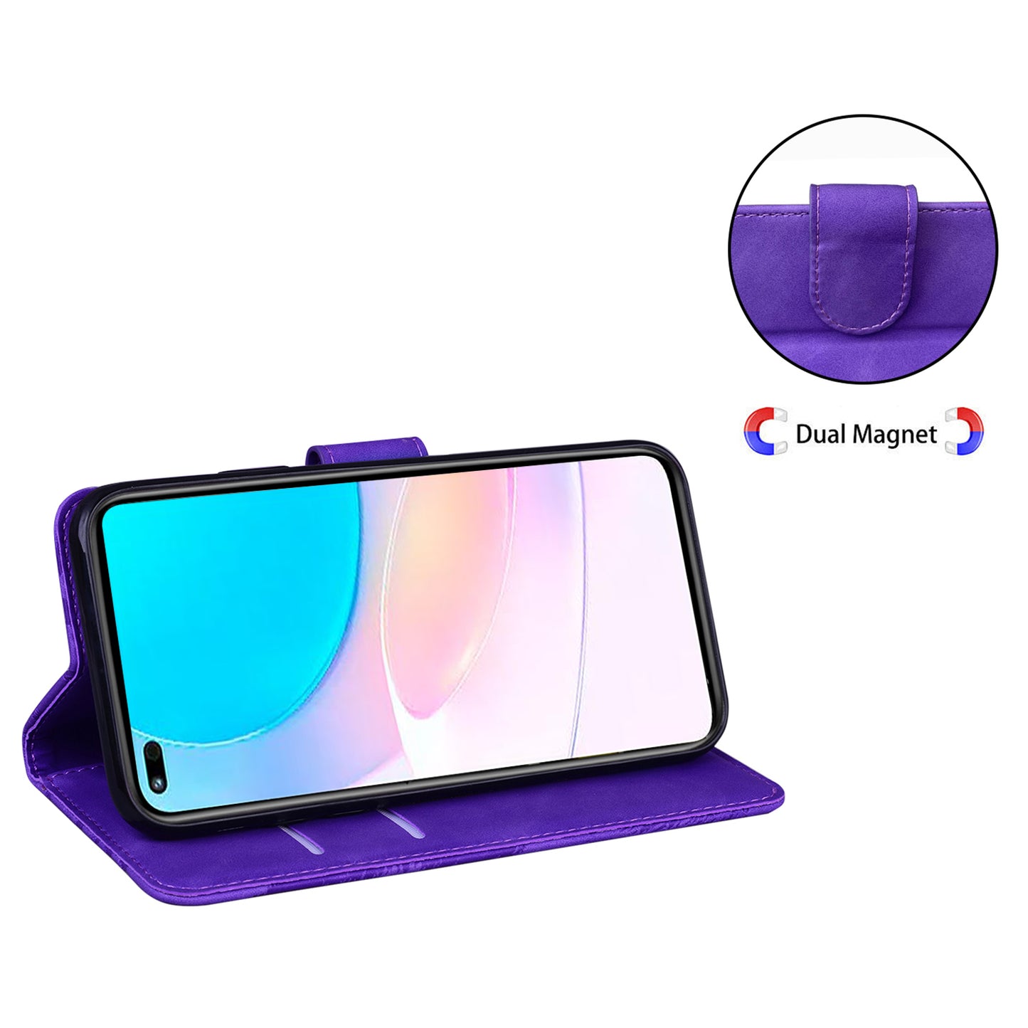 Butterfly Printing Stand Wallet Design Skin Touch Leather Phone Cover for Huawei nova 8i/Honor 50 Lite