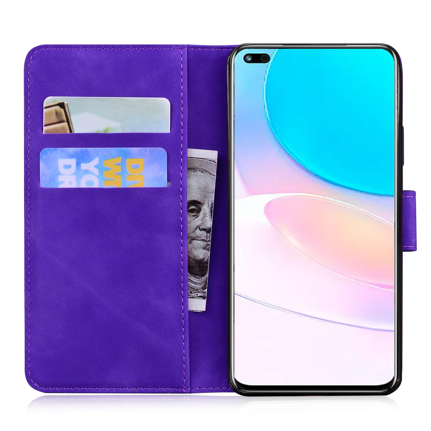 Butterfly Printing Stand Wallet Design Skin Touch Leather Phone Cover for Huawei nova 8i/Honor 50 Lite