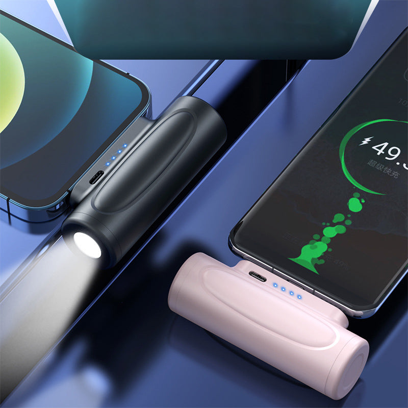 D18 5000mAh Small Portable Charger Mini Power Bank Type-C Compact Phone Charger with Flashlight