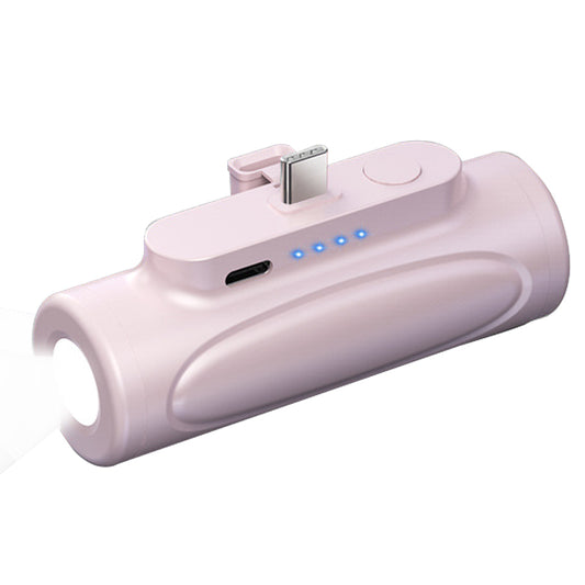 D18 5000mAh Small Portable Charger Mini Power Bank Type-C Compact Phone Charger with Flashlight