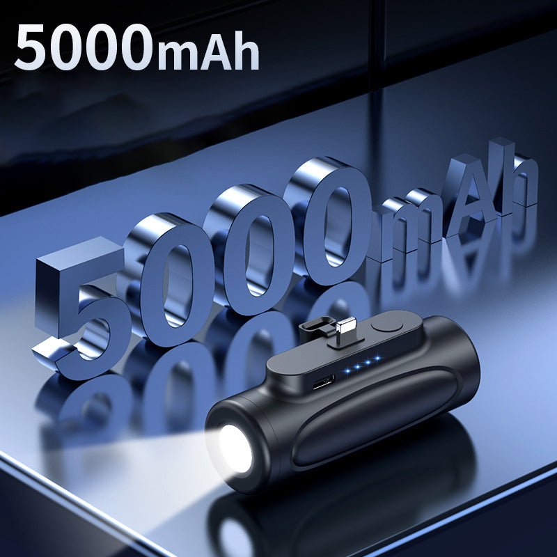 D18 5000mAh Small Portable Charger Mini Power Bank Type-C Compact Phone Charger with Flashlight