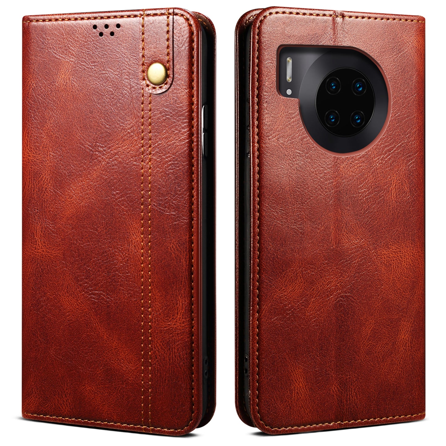 Waxy Crazy Horse Texture Foldable Stand PU Leather + TPU Phone Case with Wallet for Honor 50 Lite/Huawei nova 8i