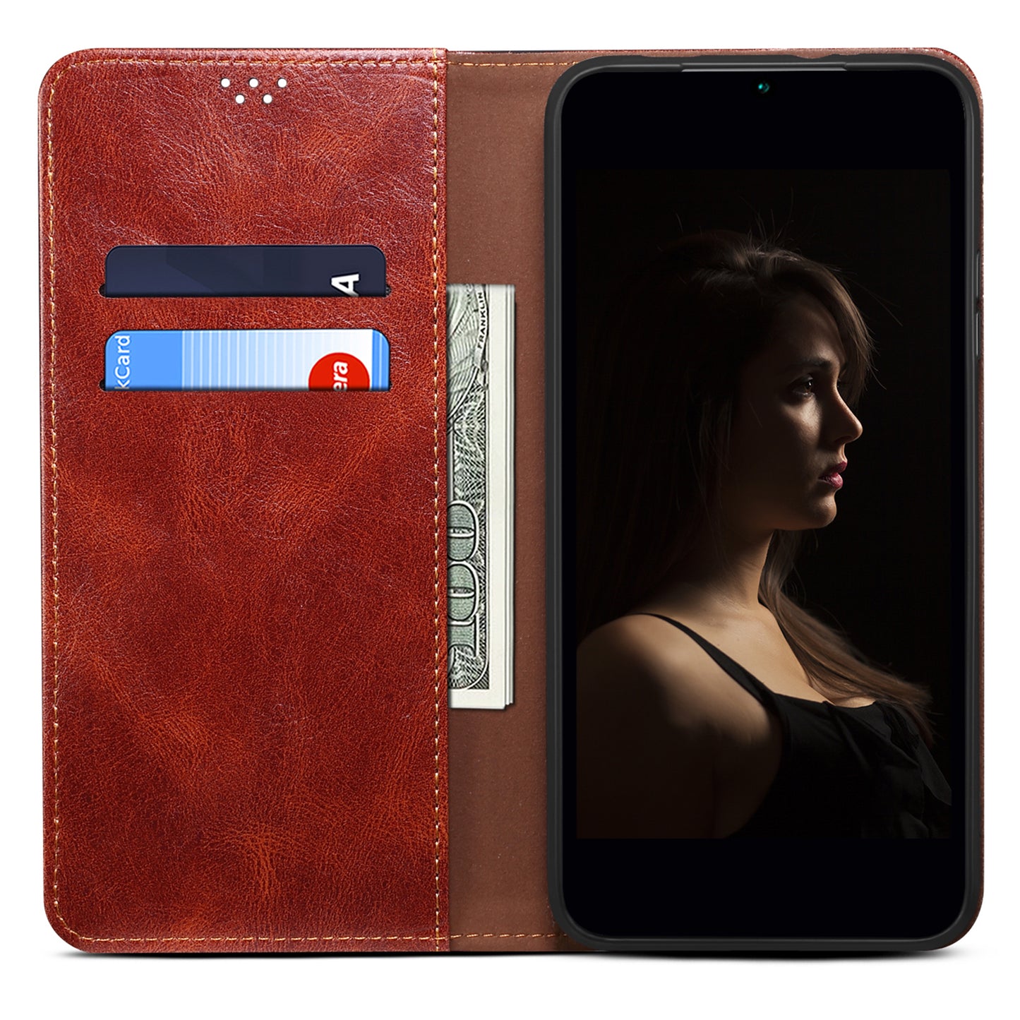 Waxy Crazy Horse Texture Foldable Stand PU Leather + TPU Phone Case with Wallet for Honor 50 Lite/Huawei nova 8i