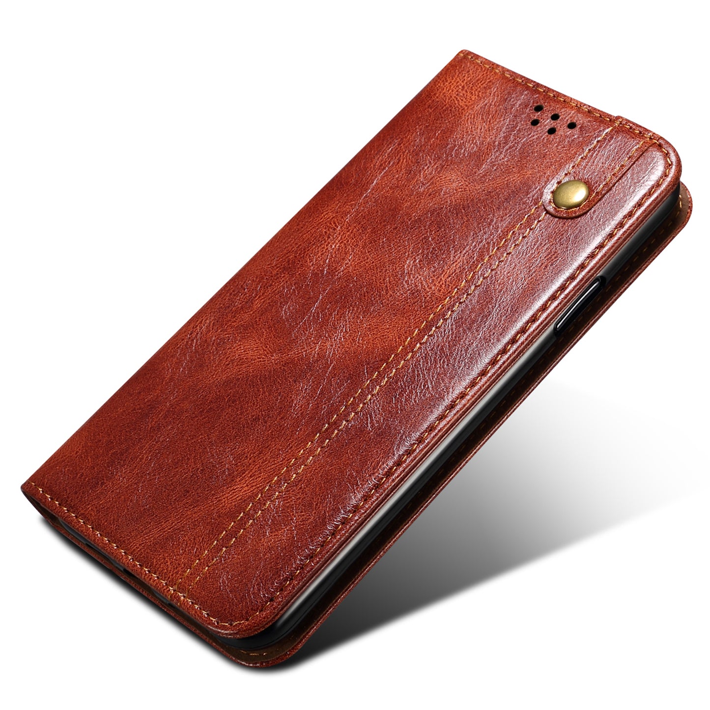 Waxy Crazy Horse Texture Foldable Stand PU Leather + TPU Phone Case with Wallet for Honor 50 Lite/Huawei nova 8i