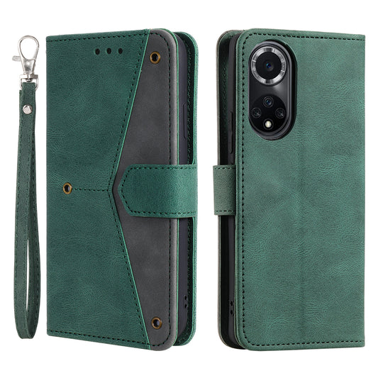 For Huawei nova 9 Shockproof PU Leather Wallet Phone Stand Case Rivet Decor Full Protection Phone Cover