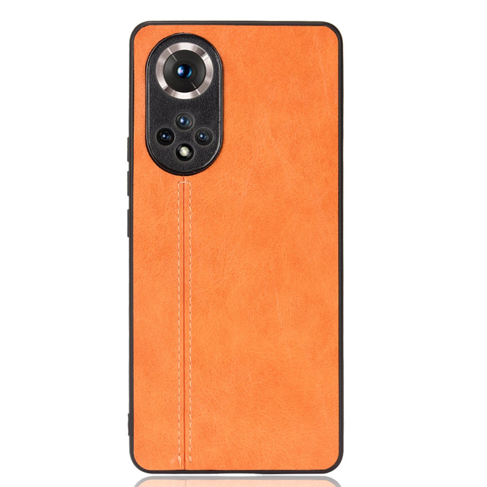 Stitching Line Lightweight Retro Textured PU Leather Coated PC + TPU Phone Cover Case for Honor 50