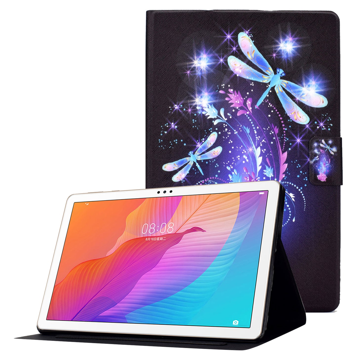 For Huawei MatePad T 10 9.7 inch/T 10S 10.1 inch/Enjoy Tablet 2 10.1 inch/Honor Pad X6 9.7 inch/6 10.1 inch Pattern Printing Leather Case Card Slots Tablet Shell