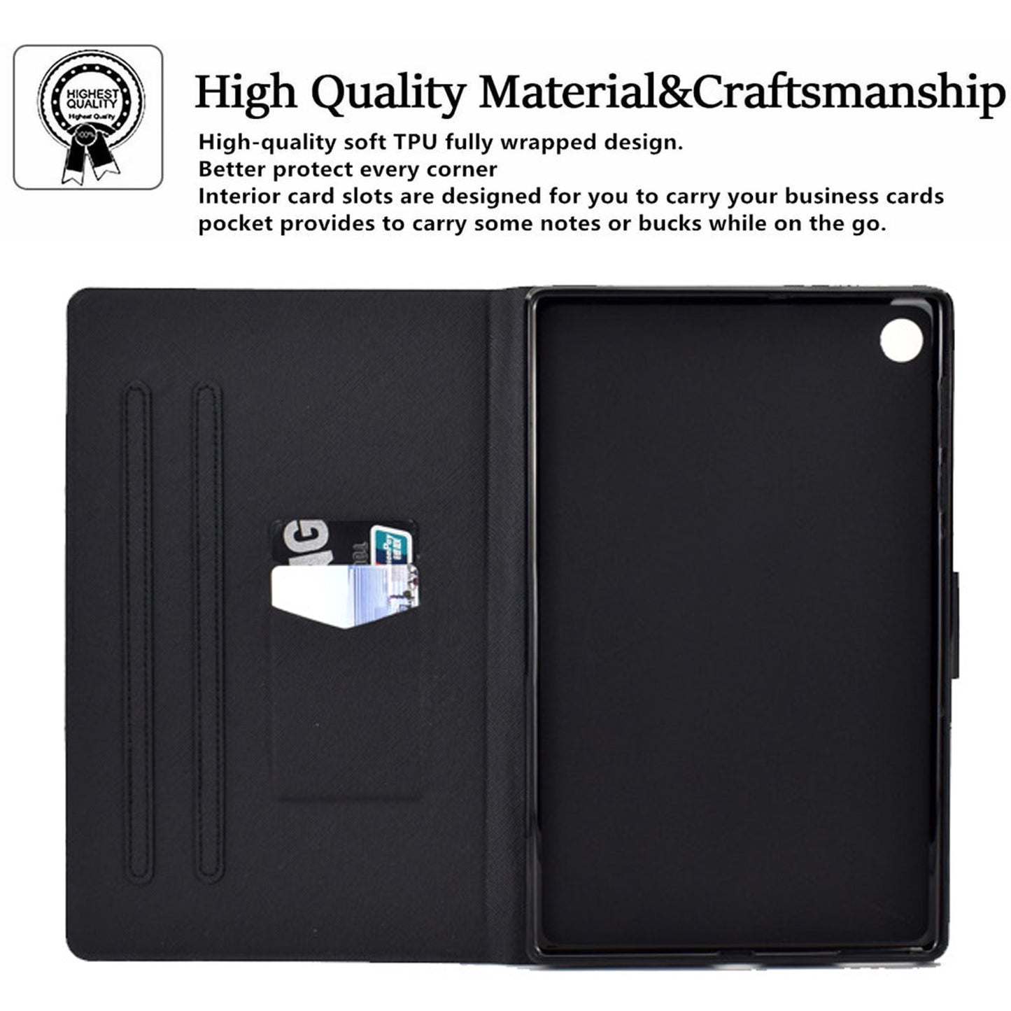 For Huawei MatePad T 10 9.7 inch/T 10S 10.1 inch/Enjoy Tablet 2 10.1 inch/Honor Pad X6 9.7 inch/6 10.1 inch Pattern Printing Leather Case Card Slots Tablet Shell