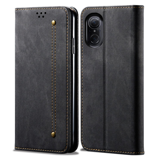 For Huawei nova 9 SE Magnetic Suction Jeans Cloth Texture Folio Case PU Leather Stand Wallet Flip Cover