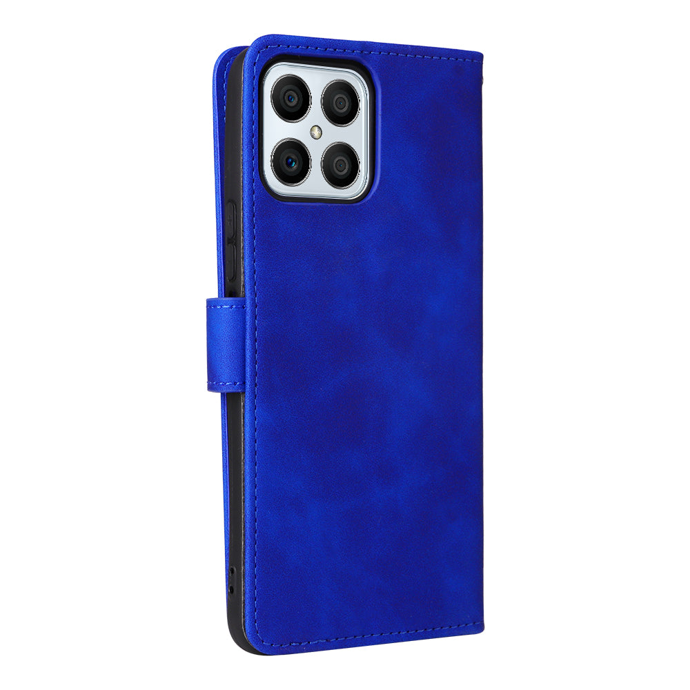 For Honor X8 Skin-touch Feeling Wallet Phone Case Flip Folio PU Leather Folding Stand Cover with Strap