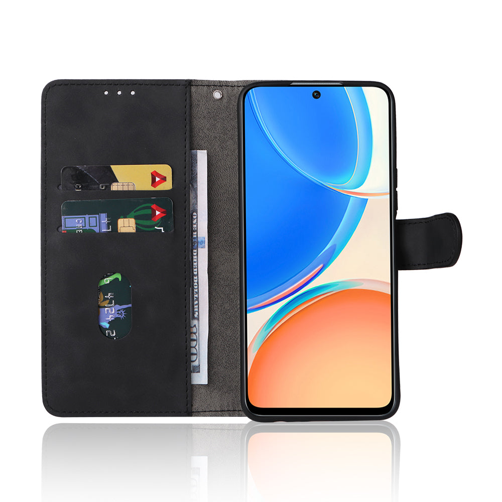 For Honor X8 Skin-touch Feeling Wallet Phone Case Flip Folio PU Leather Folding Stand Cover with Strap