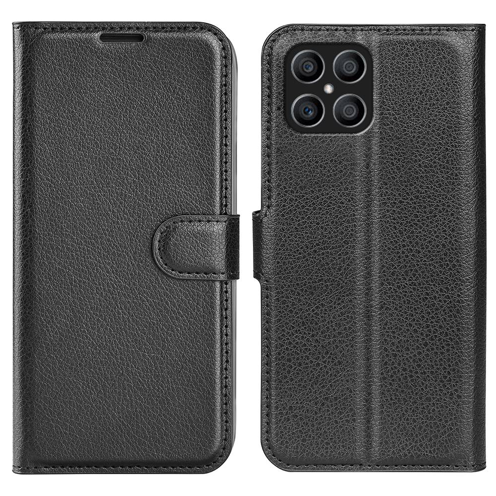 For Honor X8 Litchi Texture PU Leather Wallet Mobile Phone Case Stand Function Drop-proof Phone Cover