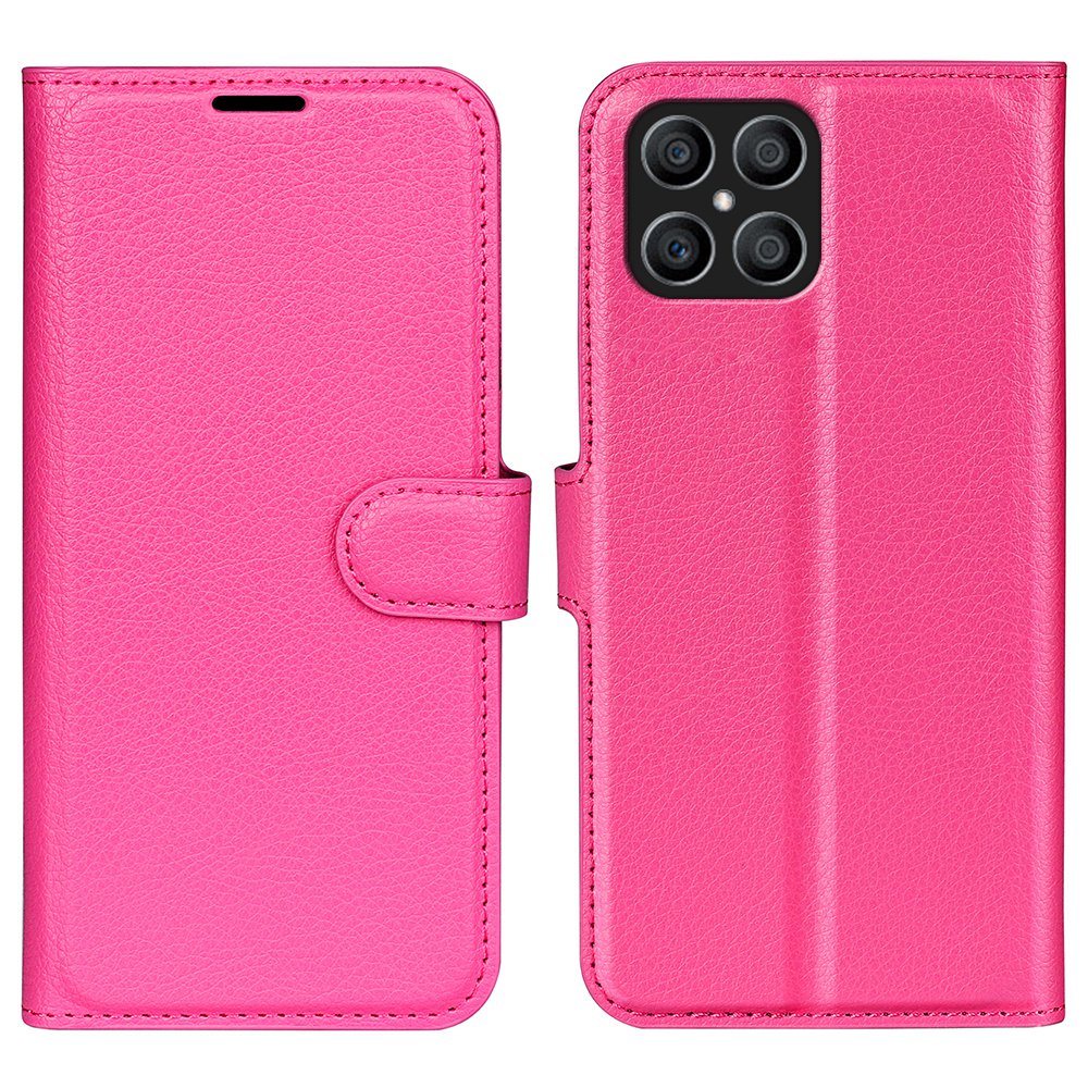 For Honor X8 Litchi Texture PU Leather Wallet Mobile Phone Case Stand Function Drop-proof Phone Cover