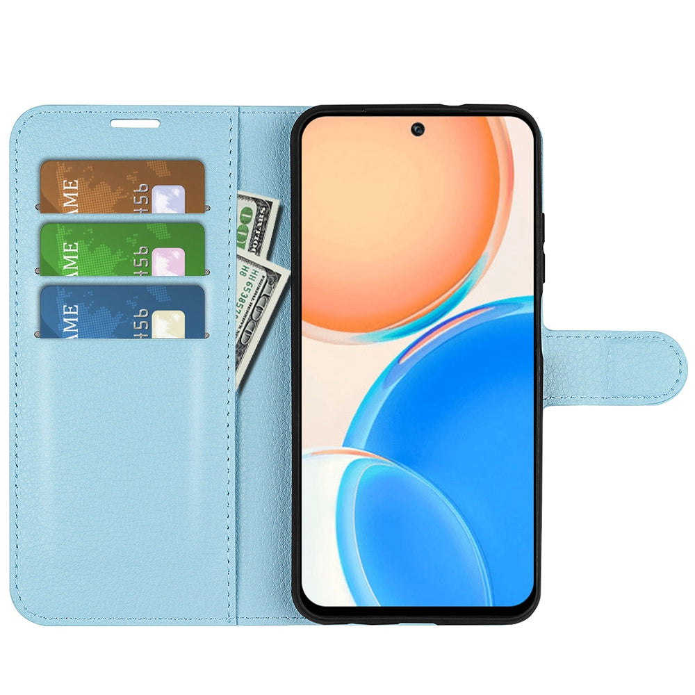 For Honor X8 Litchi Texture PU Leather Wallet Mobile Phone Case Stand Function Drop-proof Phone Cover