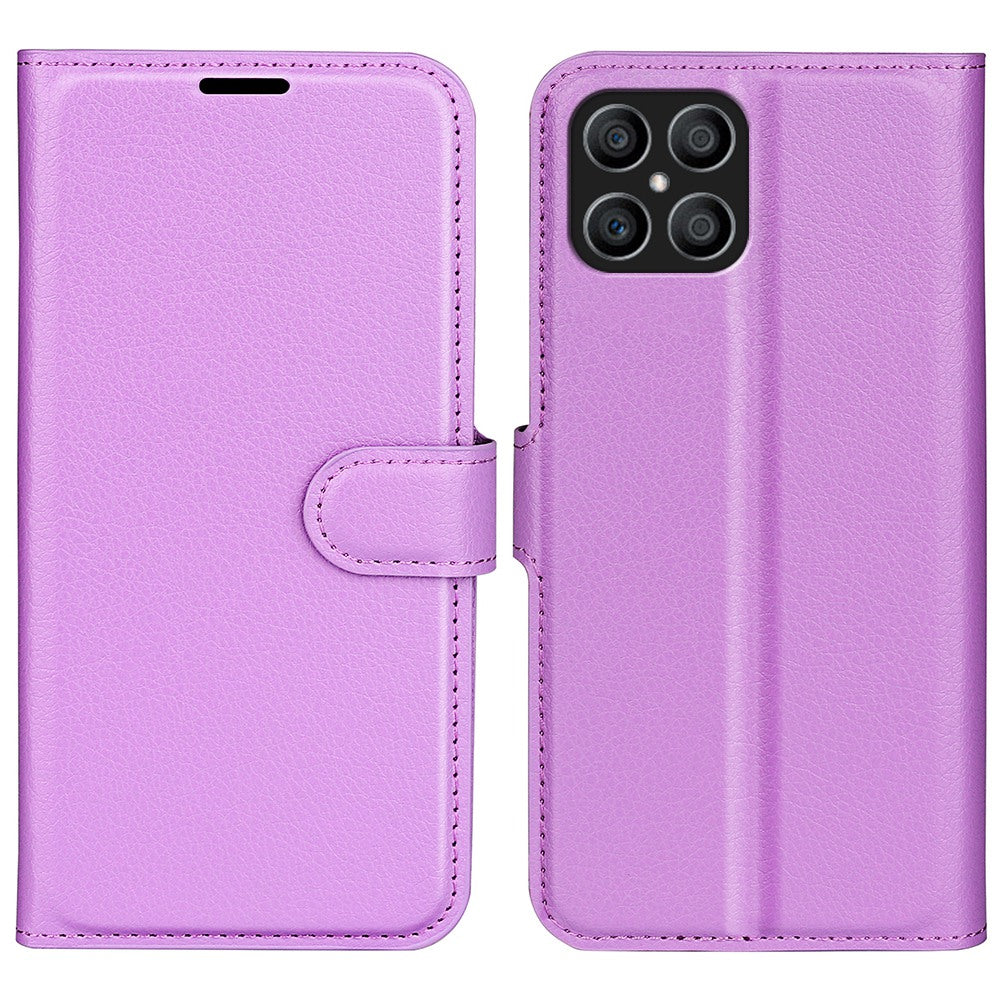 For Honor X8 Litchi Texture PU Leather Wallet Mobile Phone Case Stand Function Drop-proof Phone Cover