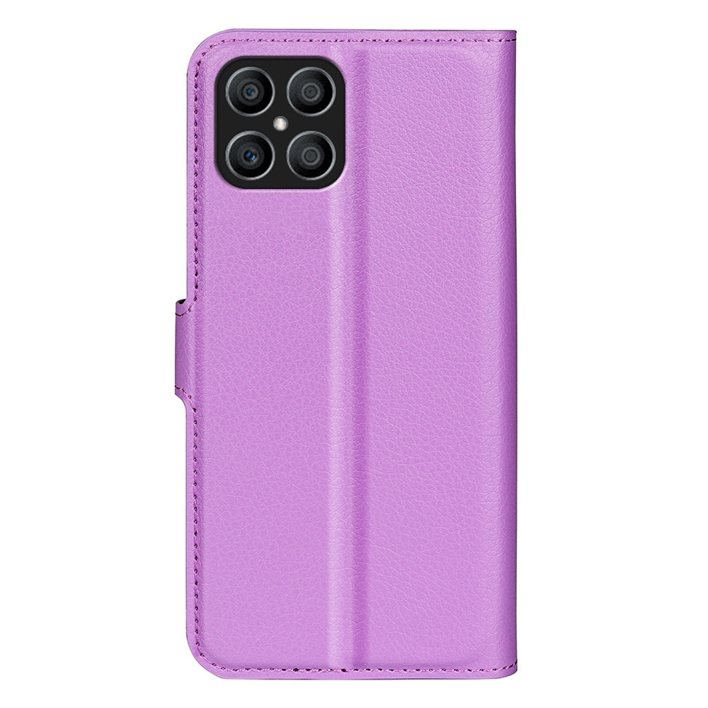 For Honor X8 Litchi Texture PU Leather Wallet Mobile Phone Case Stand Function Drop-proof Phone Cover