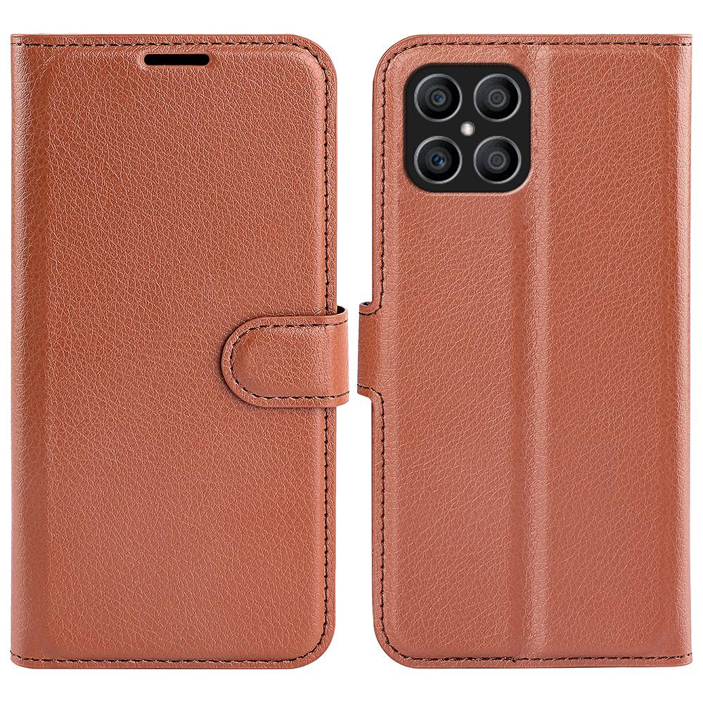 For Honor X8 Litchi Texture PU Leather Wallet Mobile Phone Case Stand Function Drop-proof Phone Cover