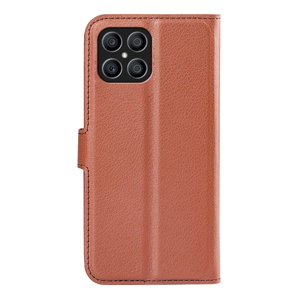 For Honor X8 Litchi Texture PU Leather Wallet Mobile Phone Case Stand Function Drop-proof Phone Cover