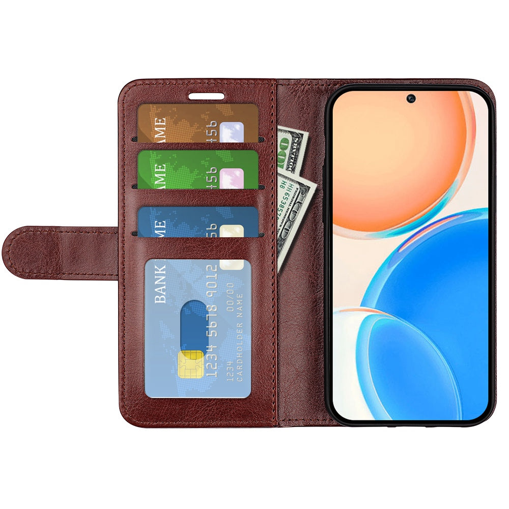 For Honor X8 Crazy Horse Texture Cell Phone Cover Folio Flip Leather Wallet Stand Protective Case