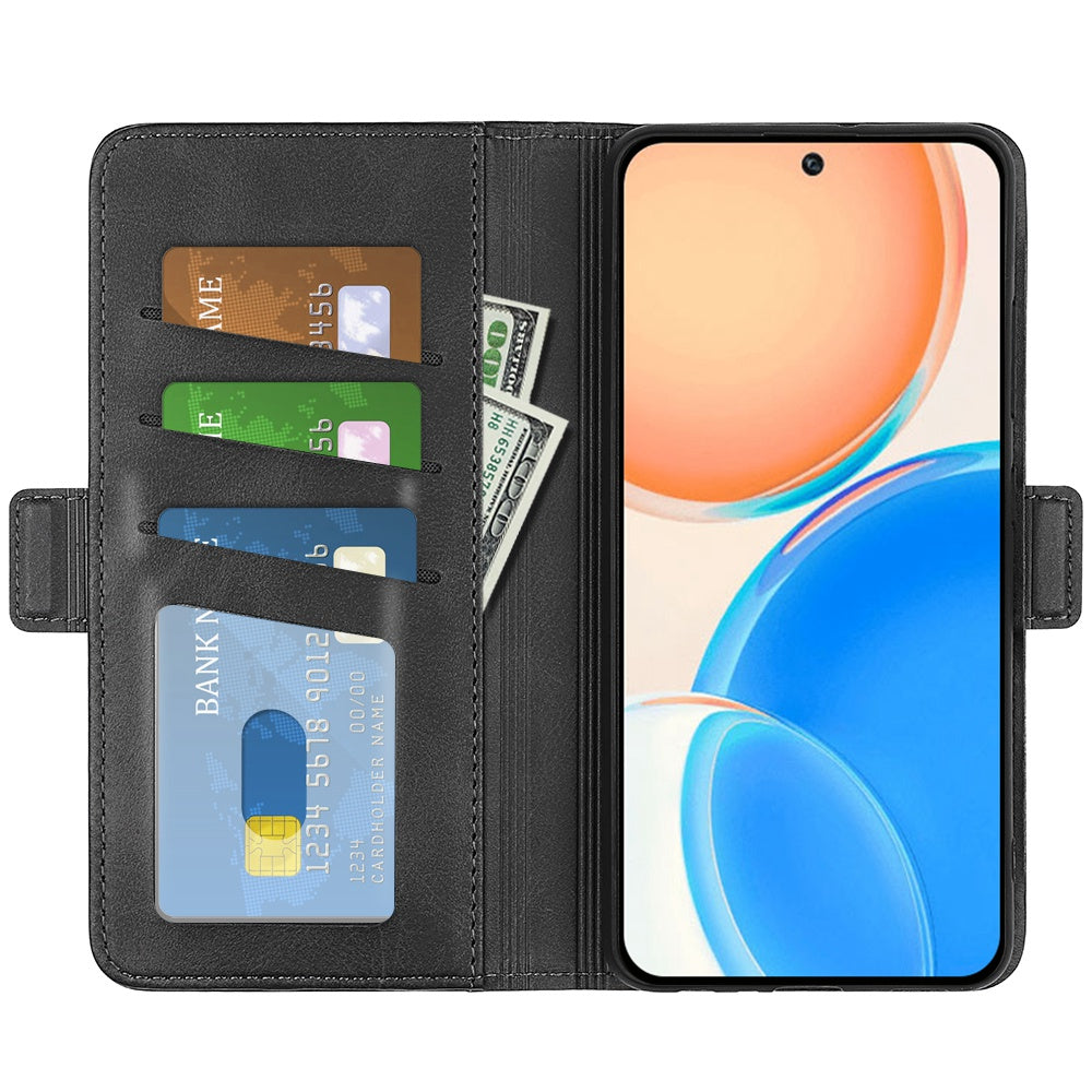For Honor X8 Textured PU Leather Phone Case Foldable Stand Wallet Function Protective Cover