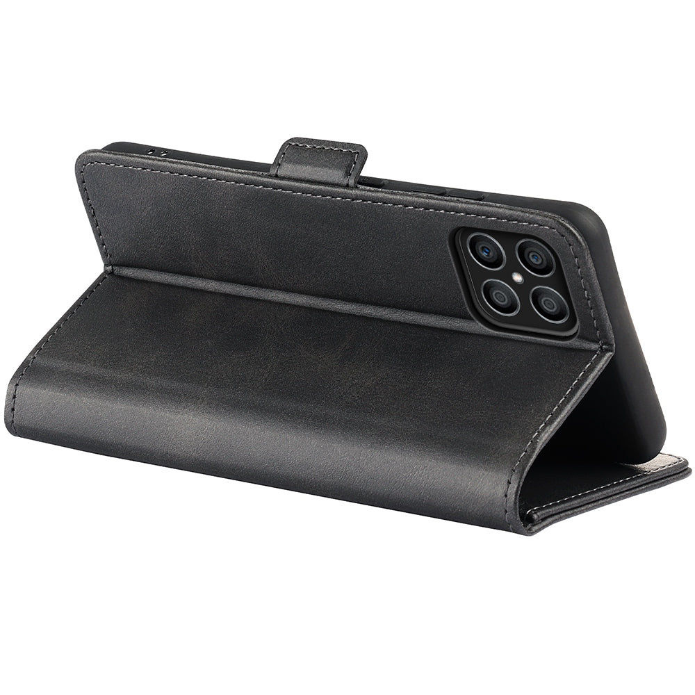 For Honor X8 Textured PU Leather Phone Case Foldable Stand Wallet Function Protective Cover