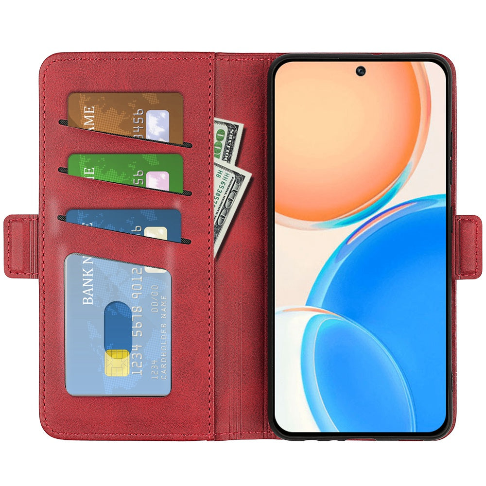 For Honor X8 Textured PU Leather Phone Case Foldable Stand Wallet Function Protective Cover