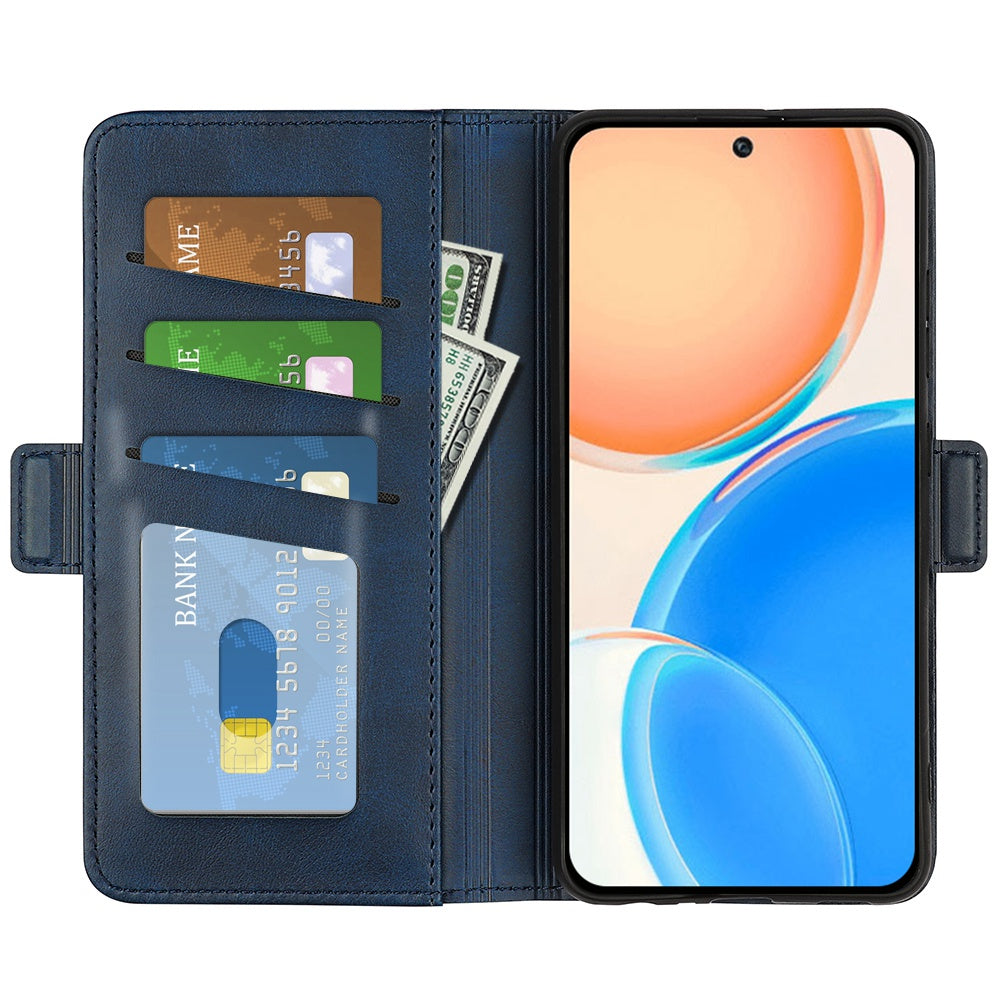 For Honor X8 Textured PU Leather Phone Case Foldable Stand Wallet Function Protective Cover