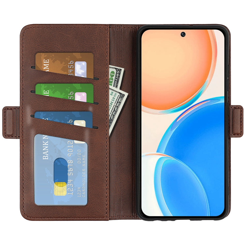 For Honor X8 Textured PU Leather Phone Case Foldable Stand Wallet Function Protective Cover