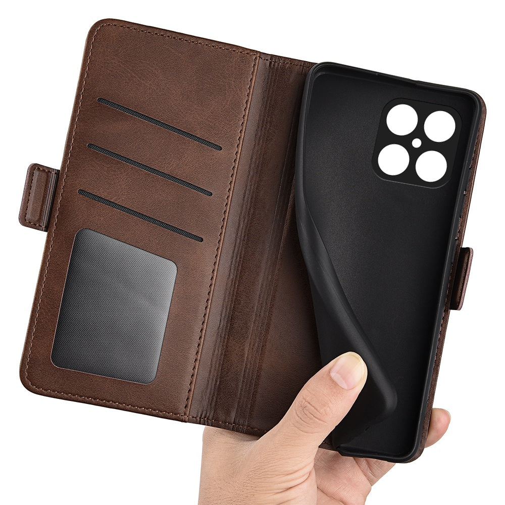 For Honor X8 Textured PU Leather Phone Case Foldable Stand Wallet Function Protective Cover