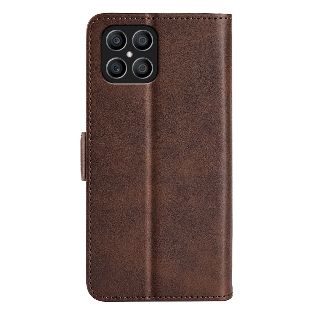 For Honor X8 Textured PU Leather Phone Case Foldable Stand Wallet Function Protective Cover
