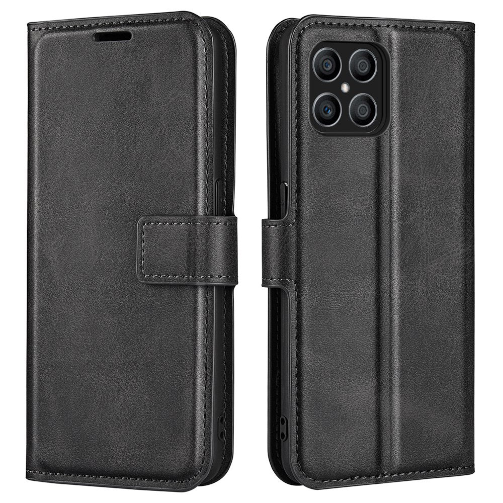 For Honor X8 Textured PU Leather Cover Stand Wallet Feature Magnetic Clasp Shockproof Flip Phone Case
