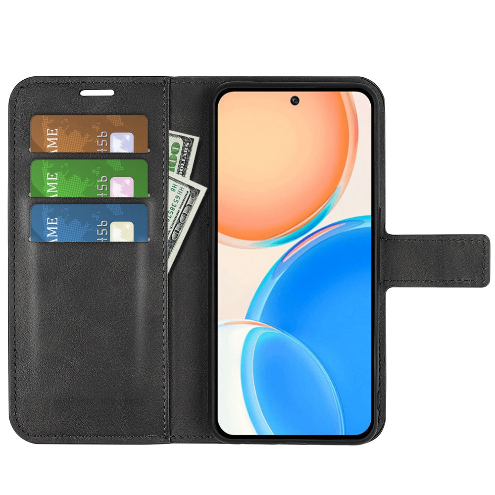 For Honor X8 Textured PU Leather Cover Stand Wallet Feature Magnetic Clasp Shockproof Flip Phone Case
