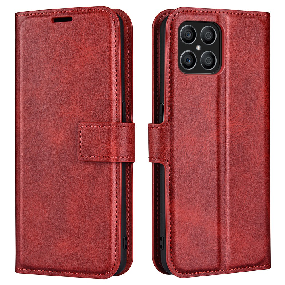 For Honor X8 Textured PU Leather Cover Stand Wallet Feature Magnetic Clasp Shockproof Flip Phone Case