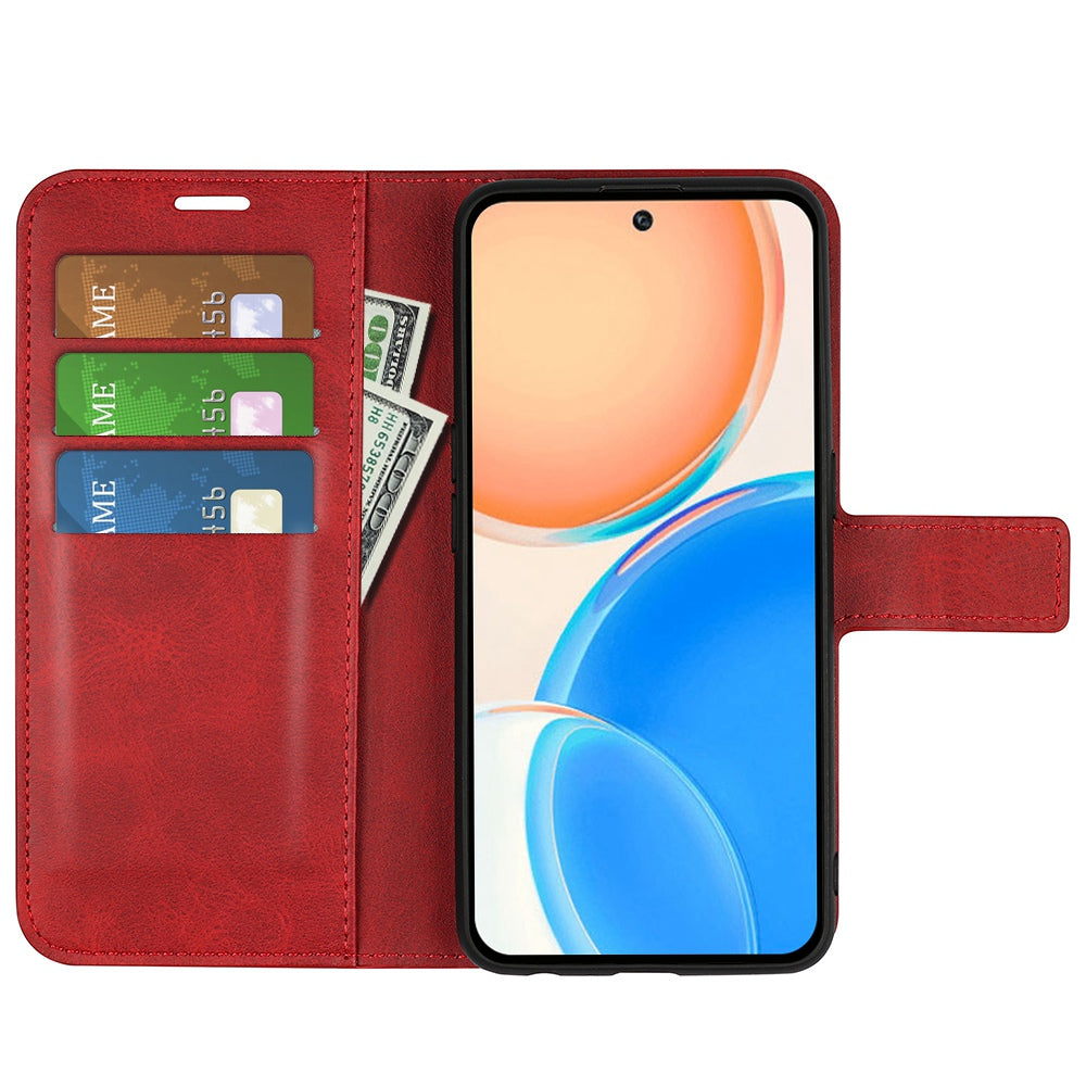 For Honor X8 Textured PU Leather Cover Stand Wallet Feature Magnetic Clasp Shockproof Flip Phone Case