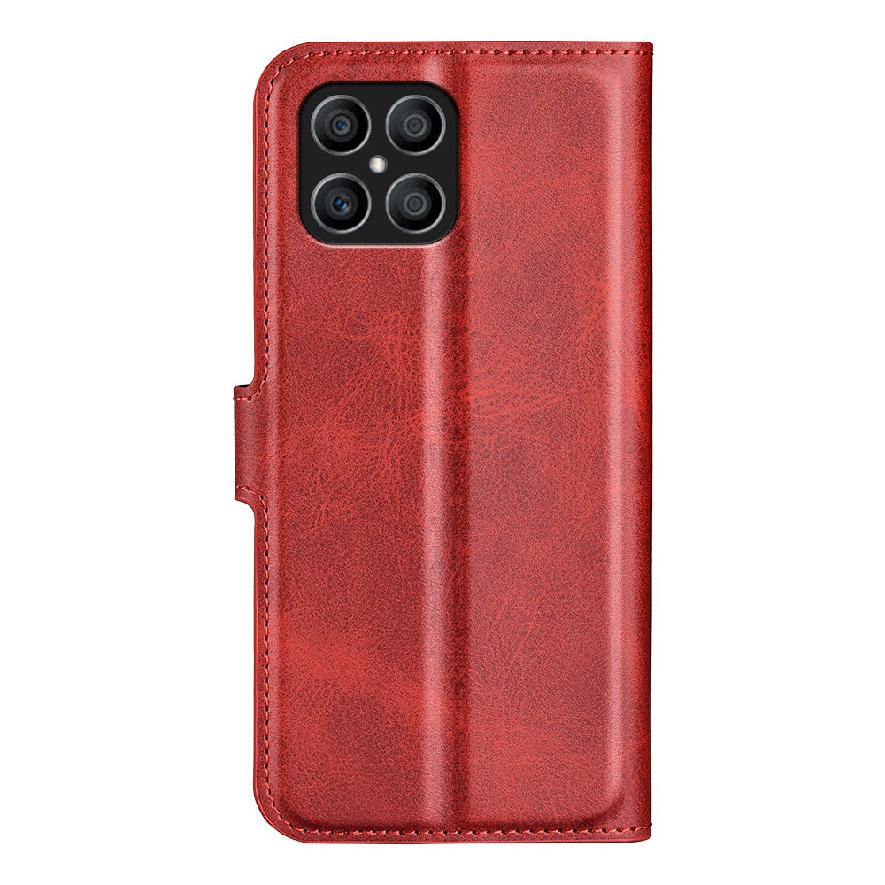 For Honor X8 Textured PU Leather Cover Stand Wallet Feature Magnetic Clasp Shockproof Flip Phone Case