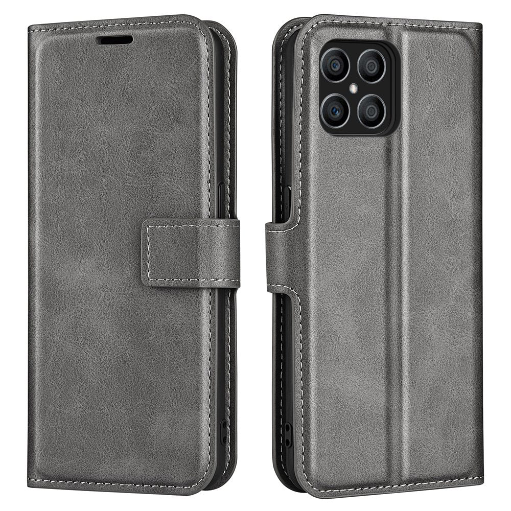 For Honor X8 Textured PU Leather Cover Stand Wallet Feature Magnetic Clasp Shockproof Flip Phone Case