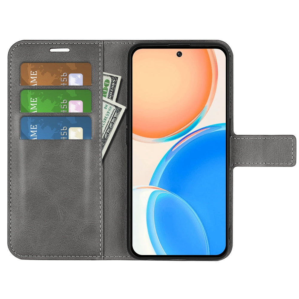 For Honor X8 Textured PU Leather Cover Stand Wallet Feature Magnetic Clasp Shockproof Flip Phone Case