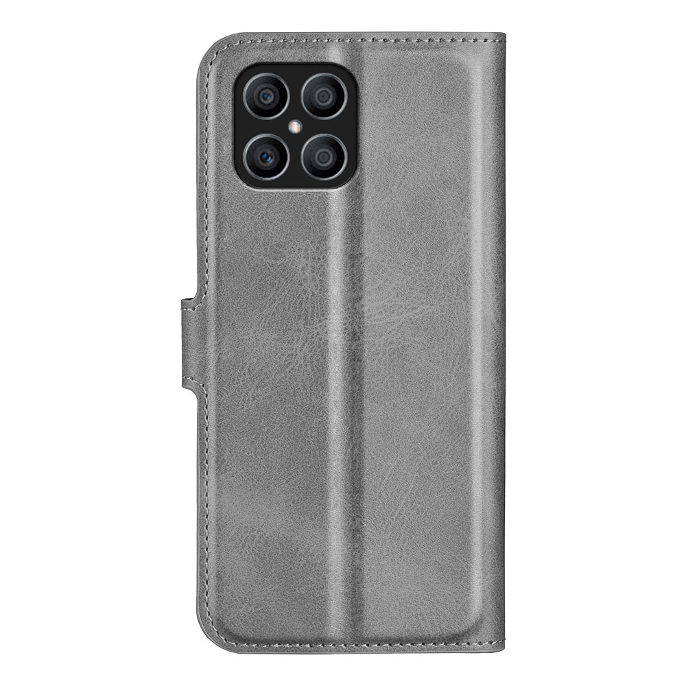 For Honor X8 Textured PU Leather Cover Stand Wallet Feature Magnetic Clasp Shockproof Flip Phone Case