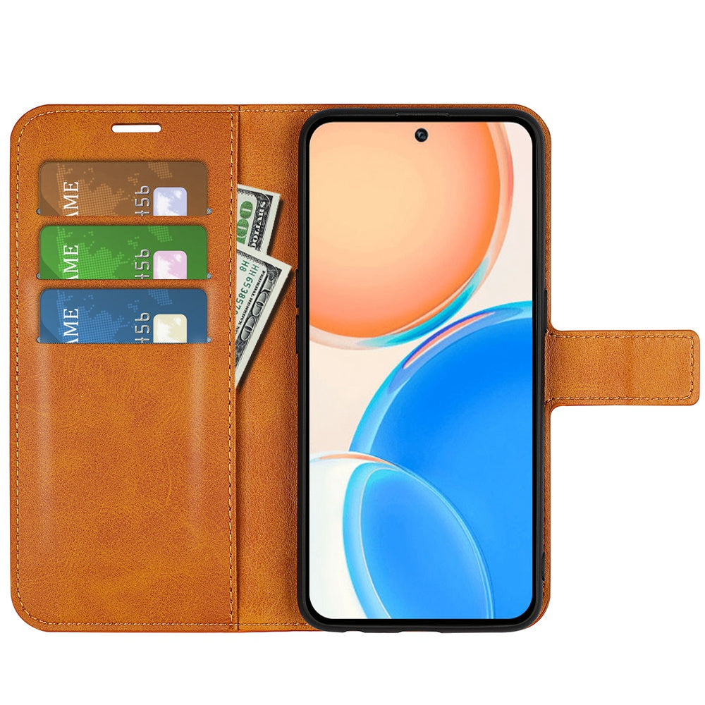 For Honor X8 Textured PU Leather Cover Stand Wallet Feature Magnetic Clasp Shockproof Flip Phone Case