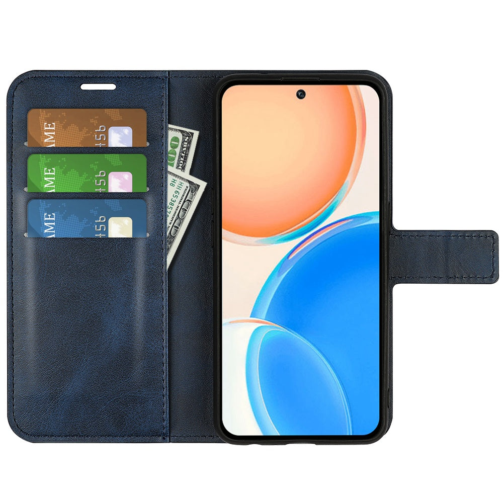 For Honor X8 Textured PU Leather Cover Stand Wallet Feature Magnetic Clasp Shockproof Flip Phone Case
