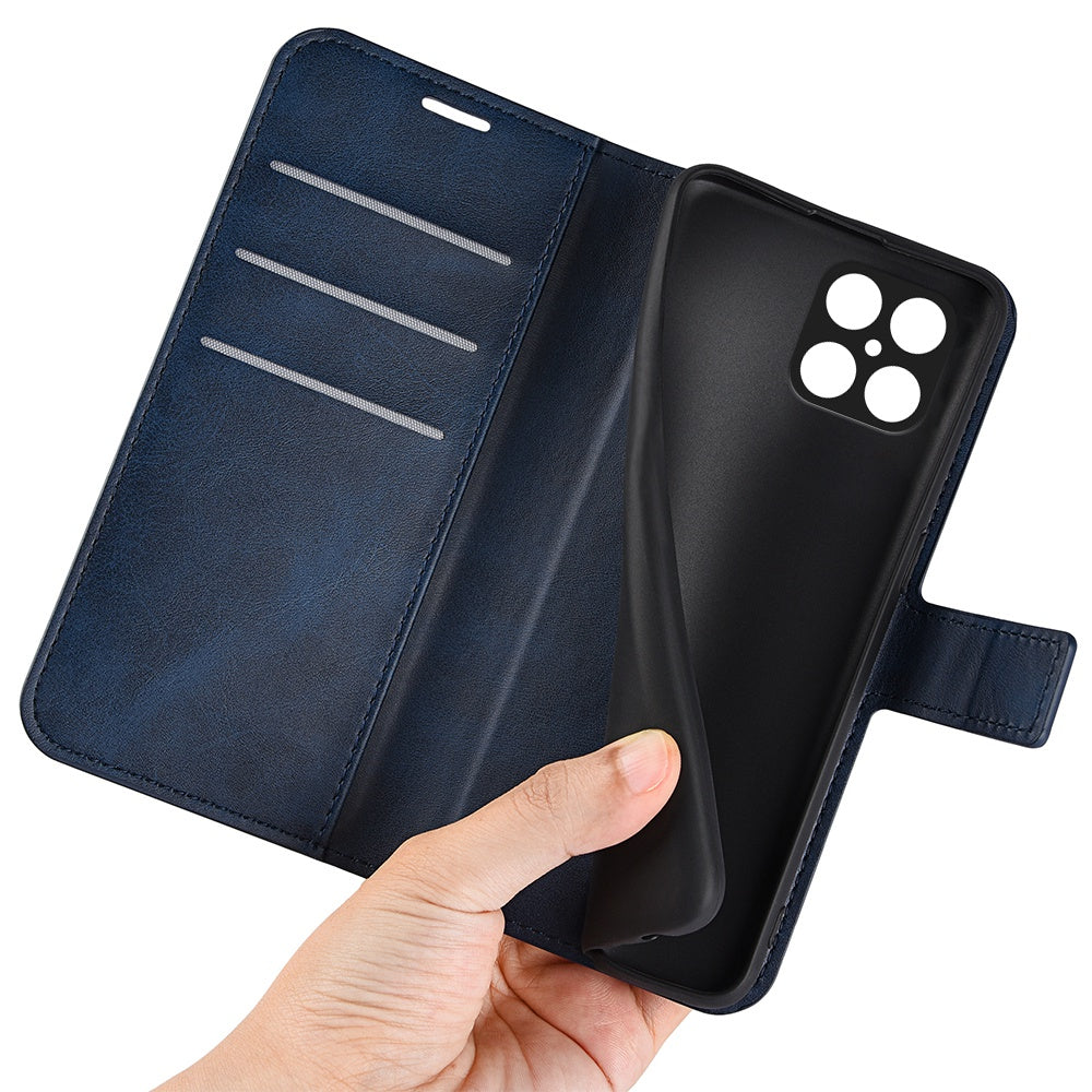 For Honor X8 Textured PU Leather Cover Stand Wallet Feature Magnetic Clasp Shockproof Flip Phone Case