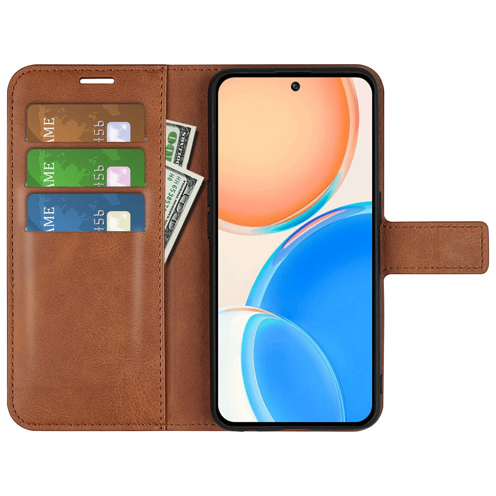 For Honor X8 Textured PU Leather Cover Stand Wallet Feature Magnetic Clasp Shockproof Flip Phone Case