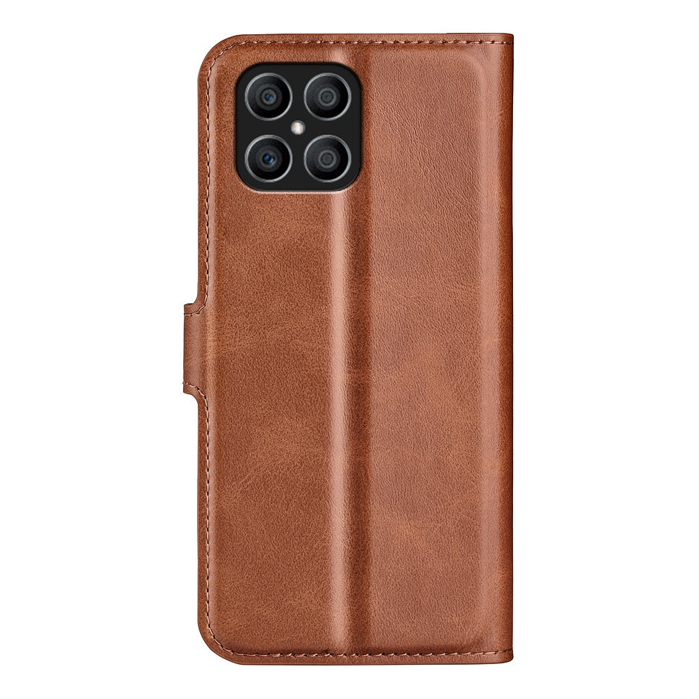 For Honor X8 Textured PU Leather Cover Stand Wallet Feature Magnetic Clasp Shockproof Flip Phone Case