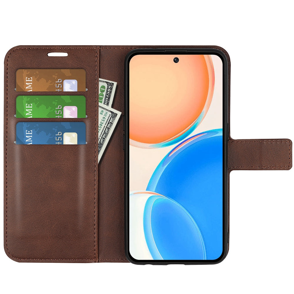 For Honor X8 Textured PU Leather Cover Stand Wallet Feature Magnetic Clasp Shockproof Flip Phone Case